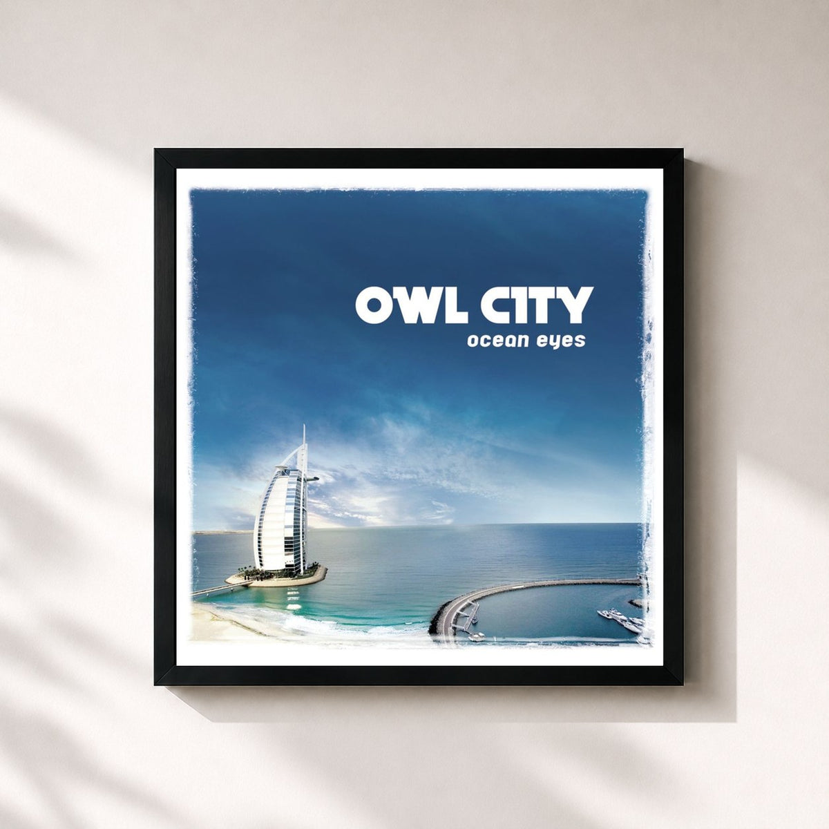 #noir Tableau carré de l'album Ocean Eyes de Owl City, cadre noir 32x32 cm