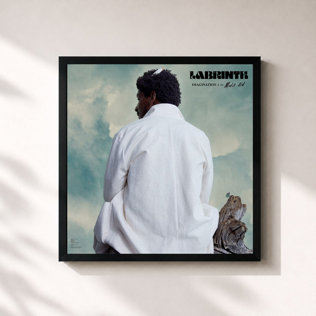 #noir Tableau carré de l'album Imagination & the Misfit Kid de Labrinth, cadre noir 32x32 cm