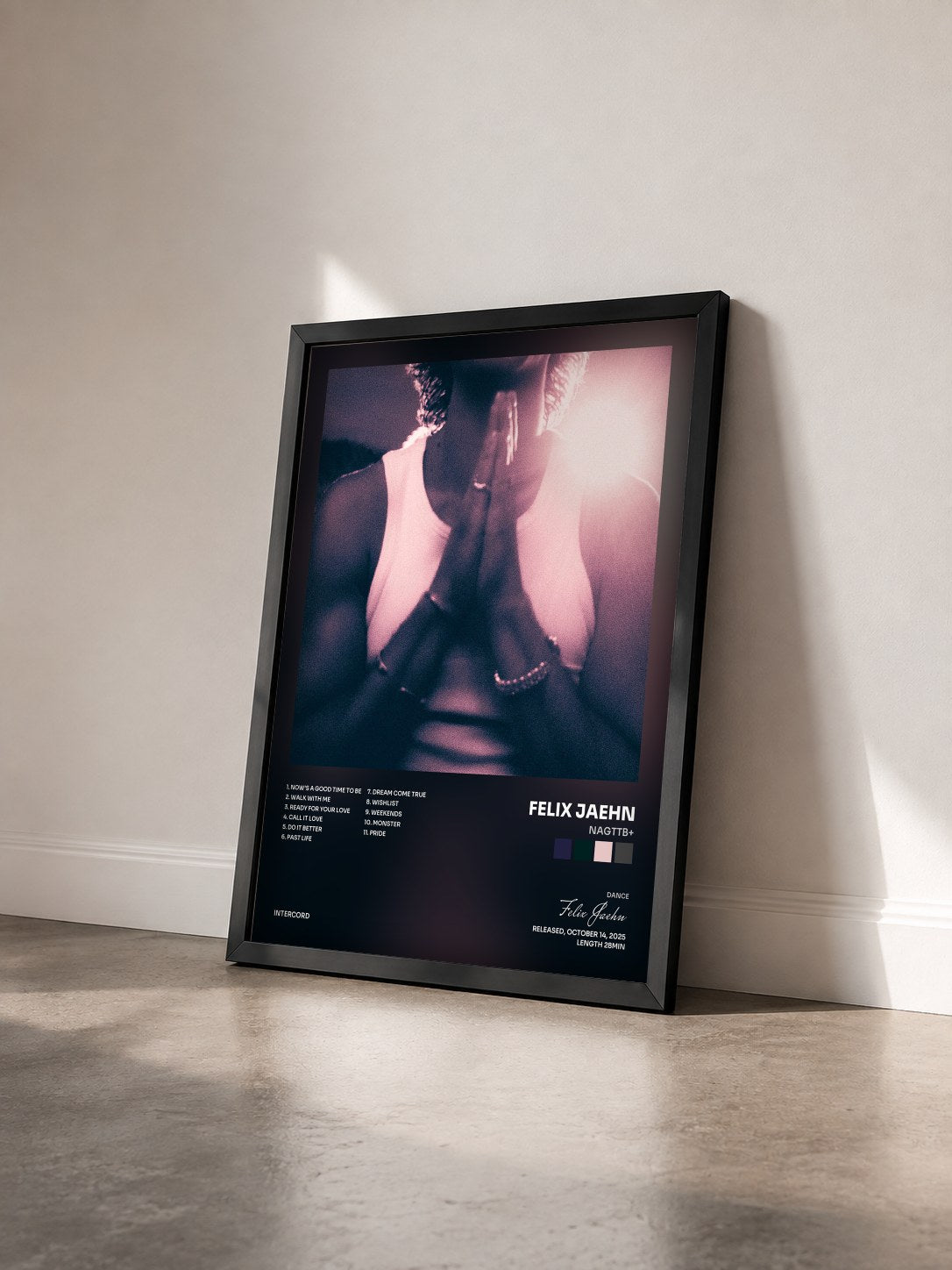 #noir Tableau de l'album NAGTTB+ de Felix Jaehn vu de trois quarts, cadre noir