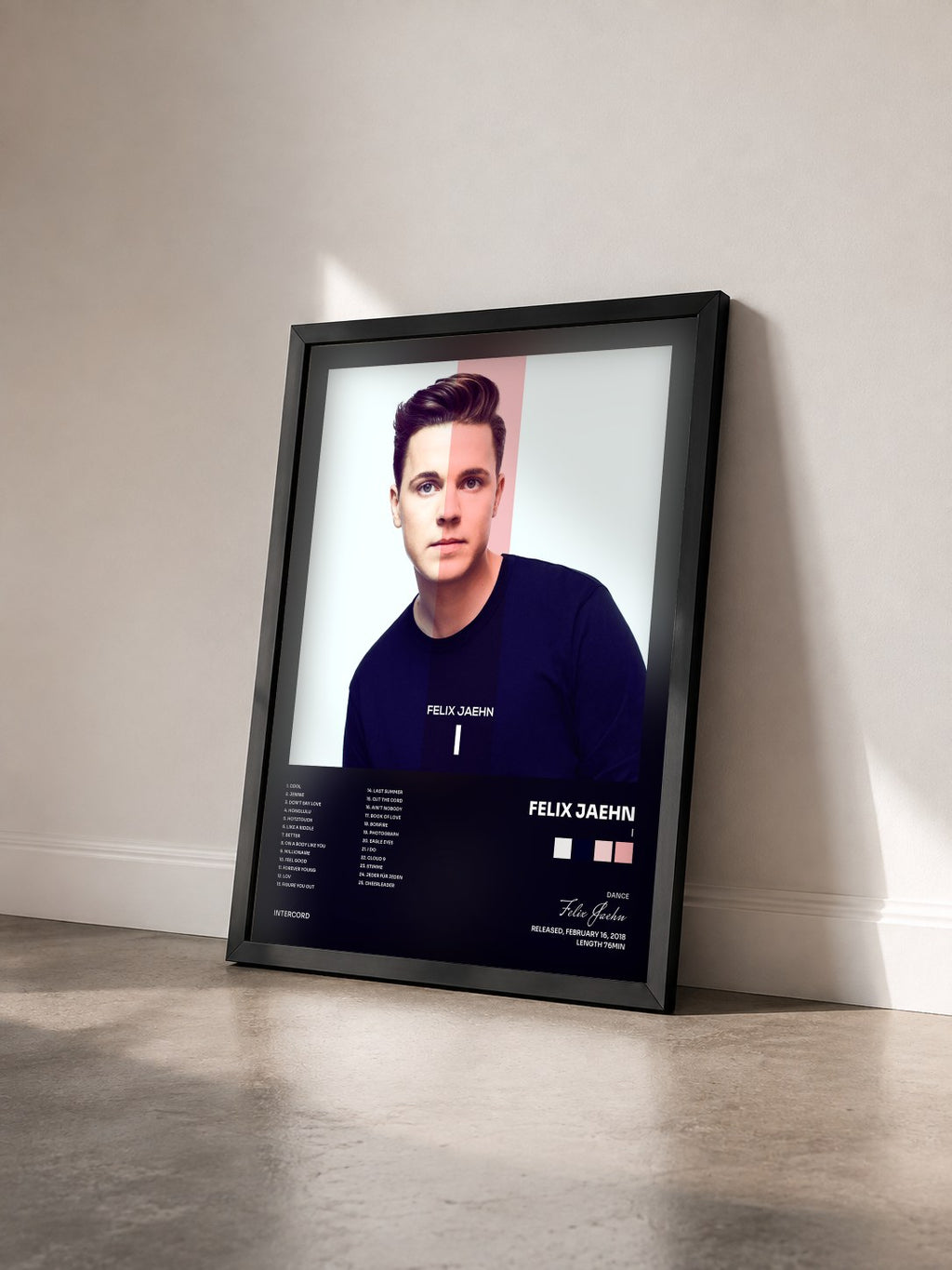 #noir Tableau de l'album I de Felix Jaehn vu de trois quarts, cadre noir