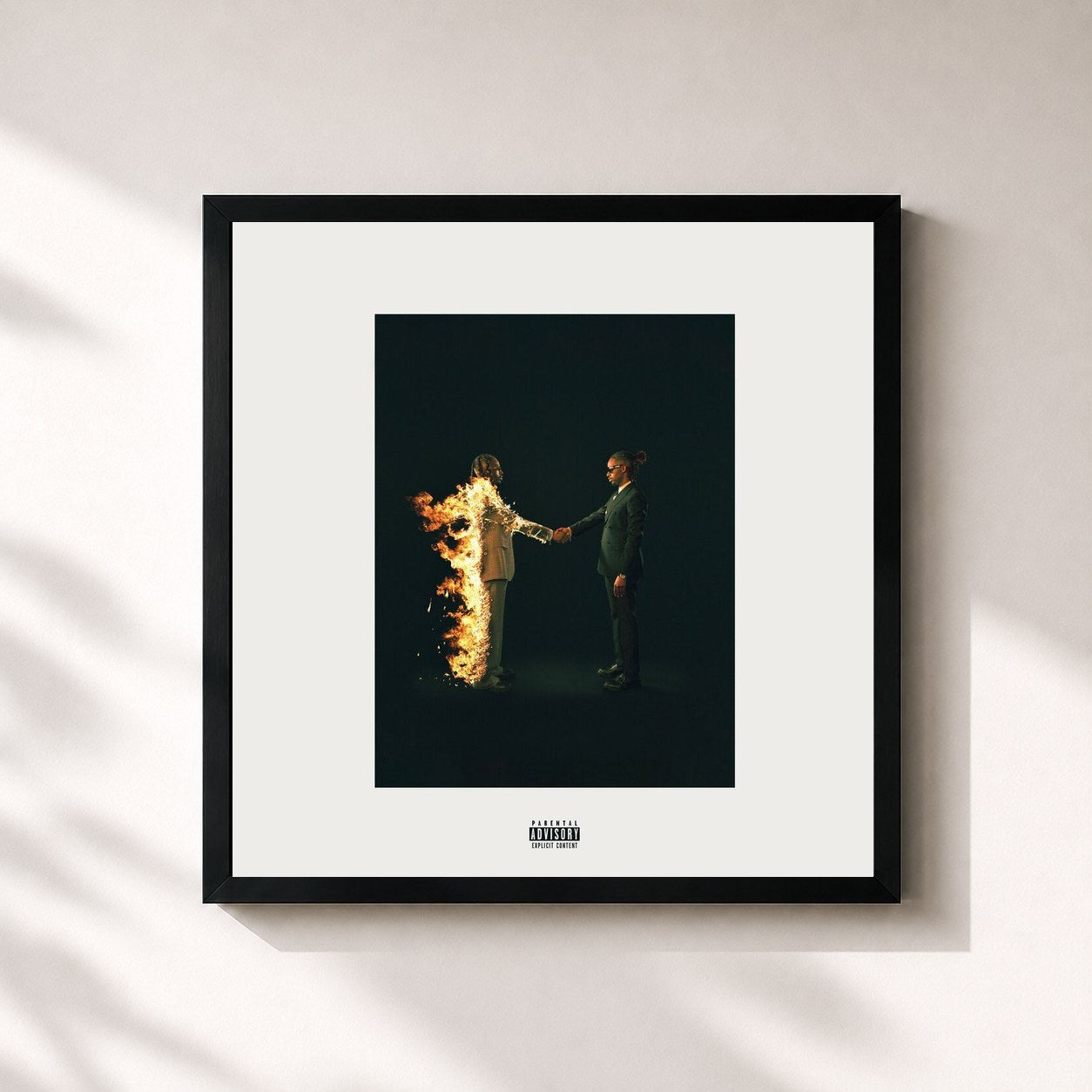 #noir Tableau carré de l'album HEROES & VILLAINS de Metro Boomin, cadre noir 32x32 cm