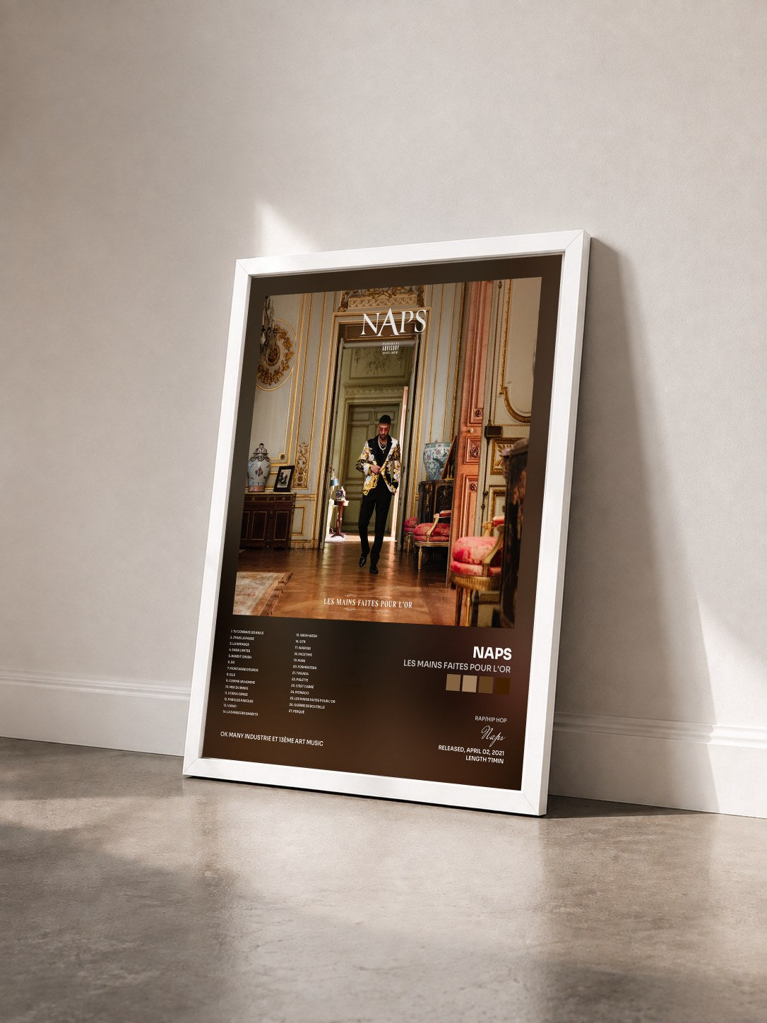 #blanc Tableau de l'album Les mains faites pour l'or de Naps vu de trois quarts, cadre blanc