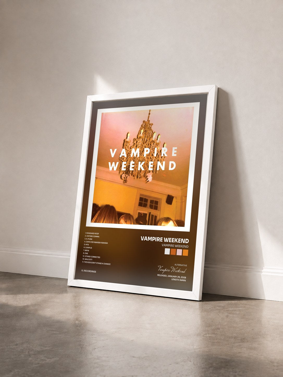 #blanc Vampire Weekend by Vampire Weekend as a framed art print seen at an angle, white frame