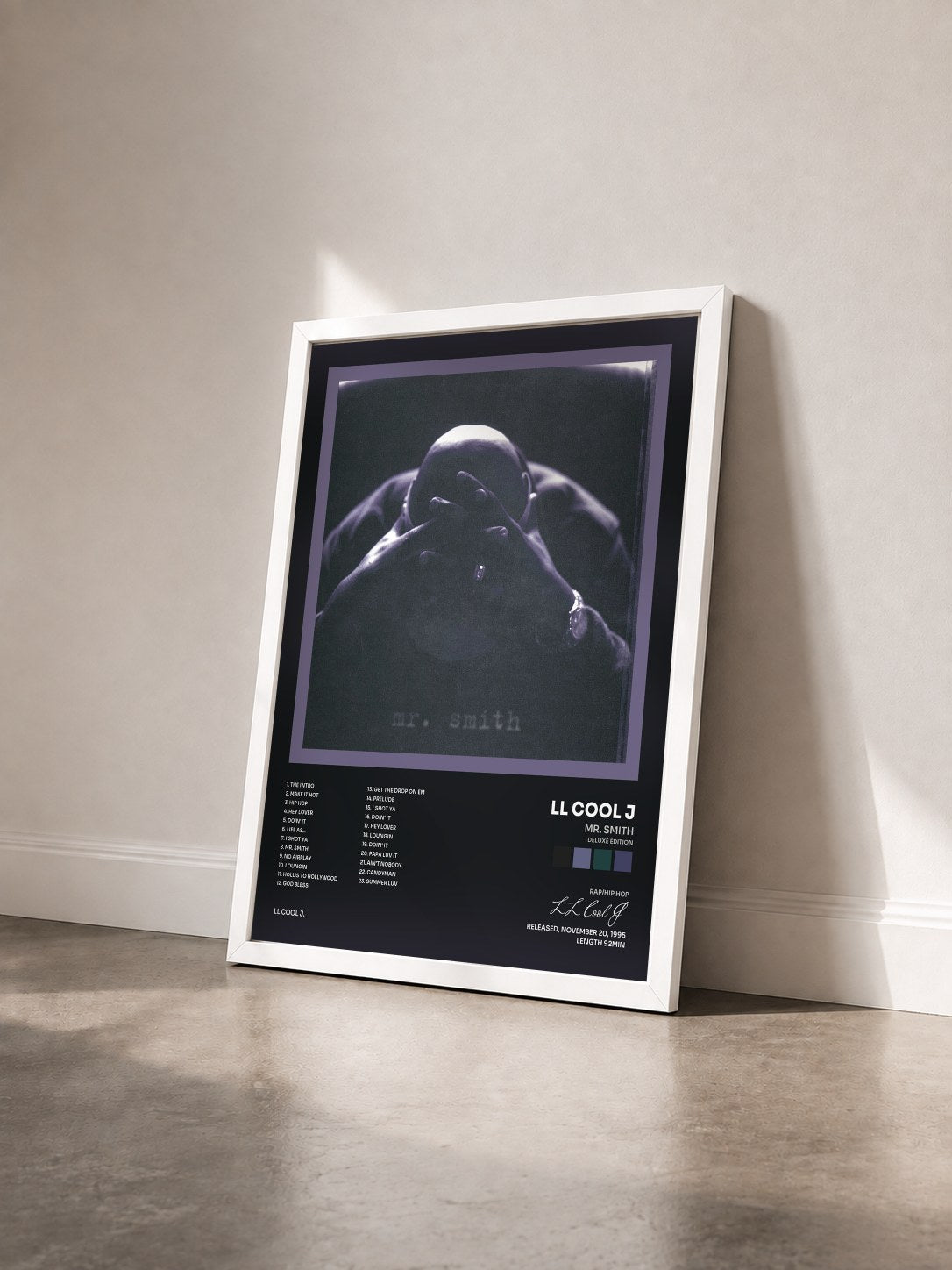 #blanc Tableau de l'album Mr. Smith (Deluxe Edition) de LL Cool J vu de trois quarts, cadre blanc
