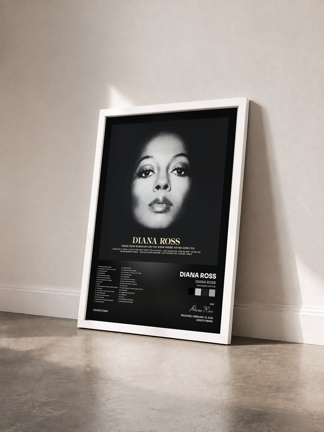 #blanc Tableau de l'album Diana Ross (Expanded Edition) de Diana Ross vu de trois quarts, cadre blanc