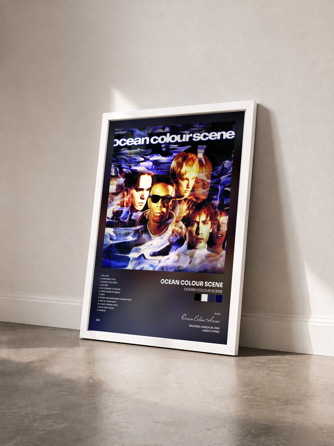 #blanc Tableau de l'album Ocean Colour Scene de Ocean Colour Scene vu de trois quarts, cadre blanc