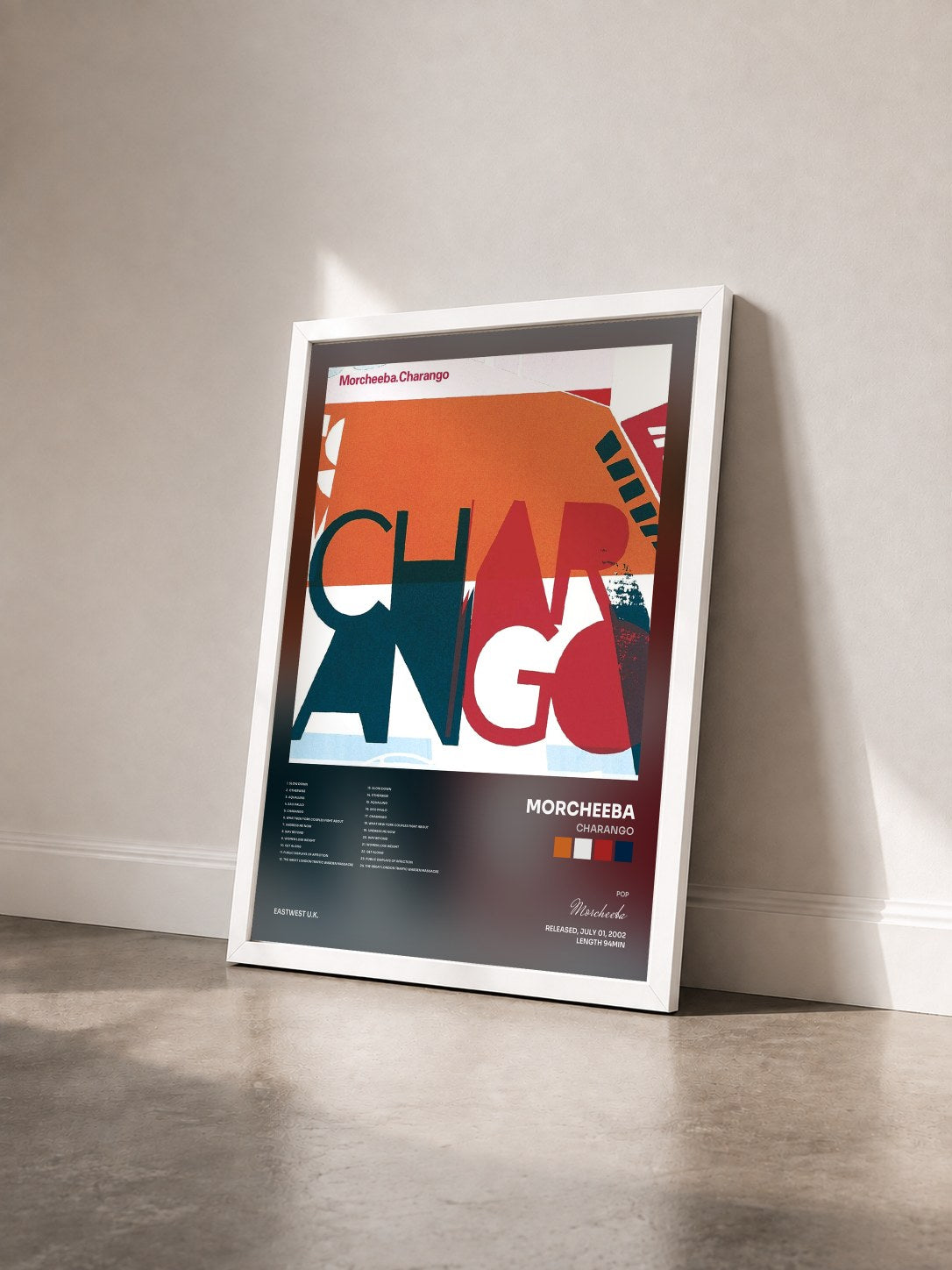 #blanc Tableau de l'album Charango de Morcheeba vu de trois quarts, cadre blanc