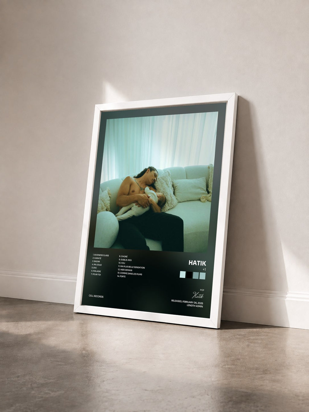 #blanc +1 by Hatik as a framed art print seen at an angle, white frame