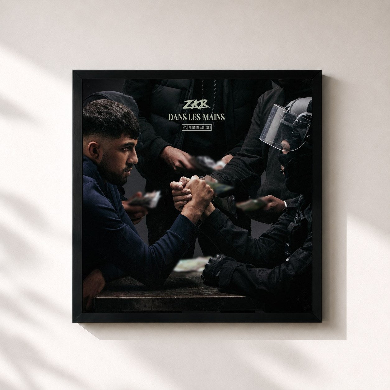 #noir Tableau carré de l'album Dans les mains de Zkr, cadre noir 32x32 cm