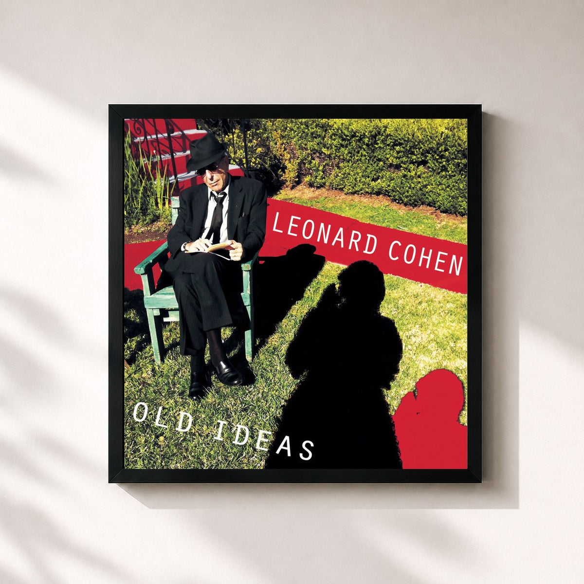 #noir Tableau carré de l'album Old Ideas de Leonard Cohen, cadre noir 32x32 cm
