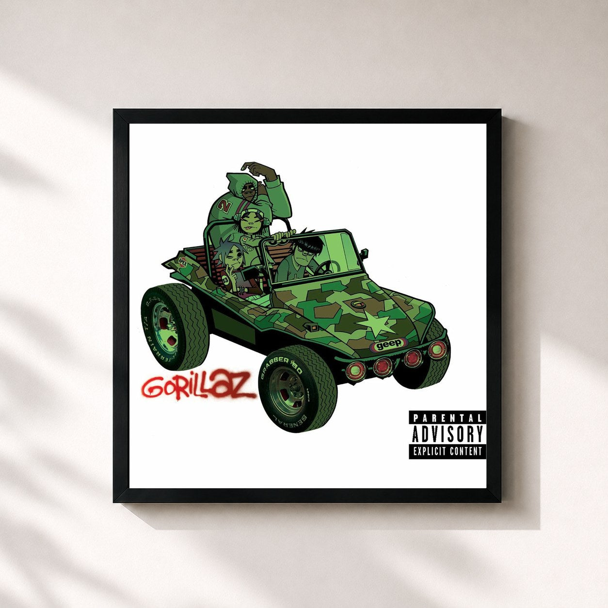 #noir Gorillaz by Gorillaz as a square framed art print, black 32x32 cm frame