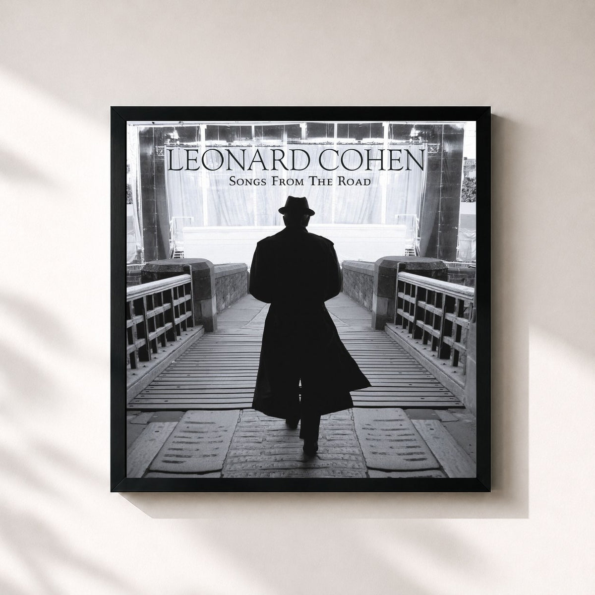 #noir Tableau carré de l'album Songs From The Road de Leonard Cohen, cadre noir 32x32 cm