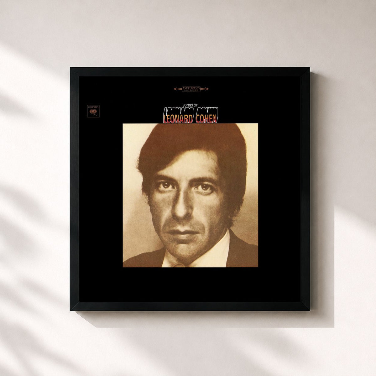 #noir Tableau carré de l'album Songs Of Leonard Cohen de Leonard Cohen, cadre noir 32x32 cm