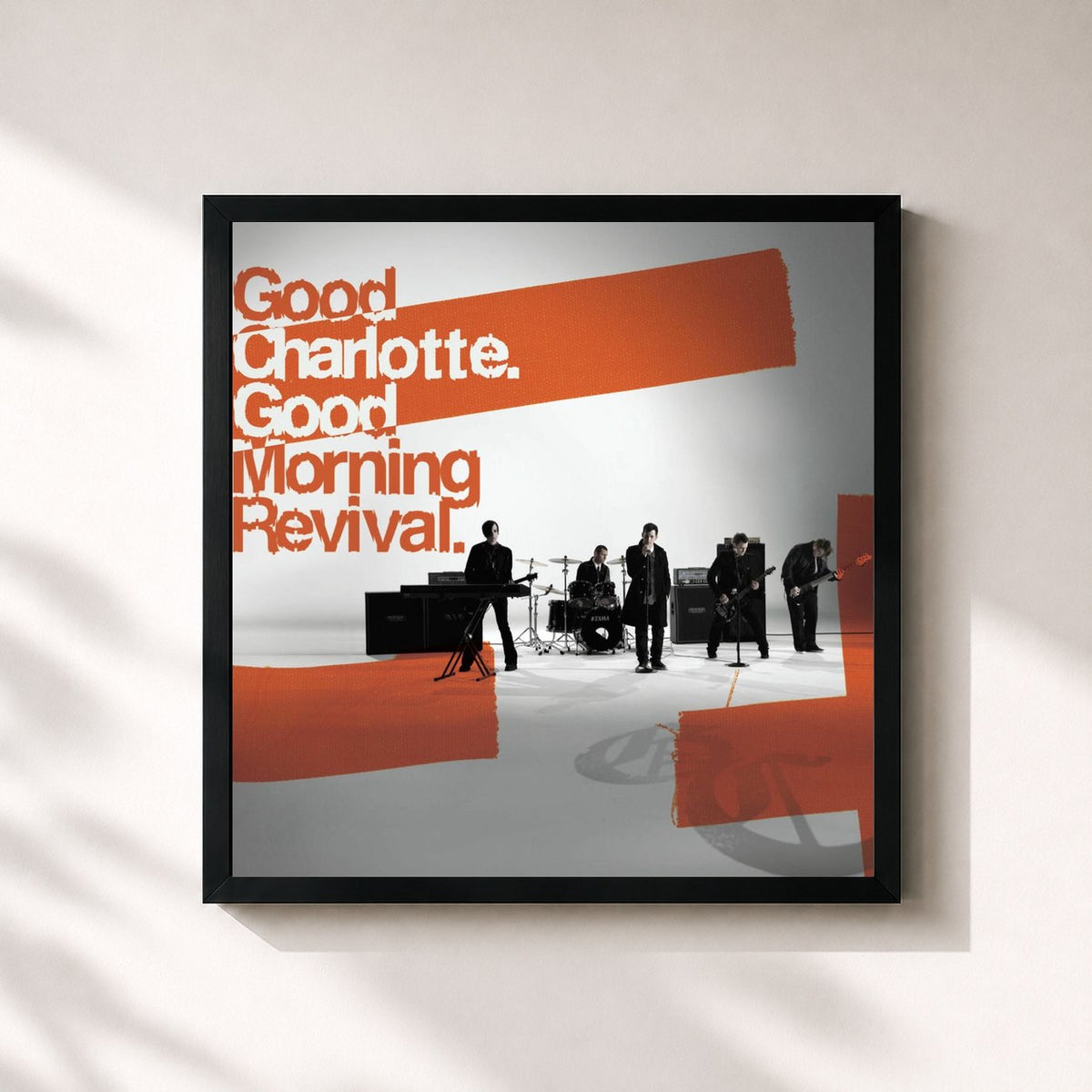 #noir Good Morning Revival de Good Charlotte en lámina cuadrada enmarcada, marco negro de 32x32 cm