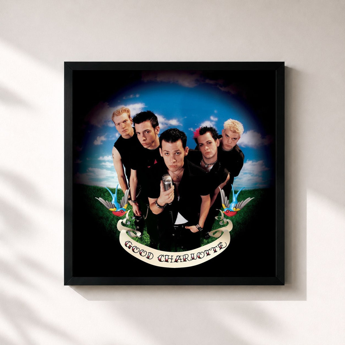 #noir Good Charlotte de Good Charlotte en lámina cuadrada enmarcada, marco negro de 32x32 cm
