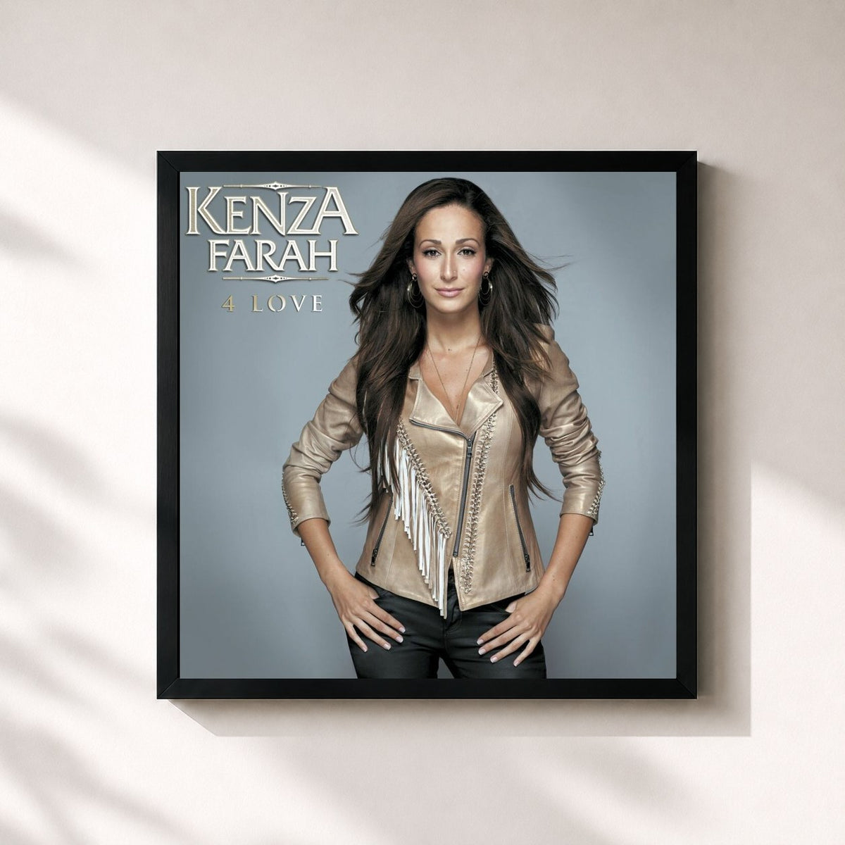 #noir Tableau carré de l'album 4 Love de Kenza Farah, cadre noir 32x32 cm