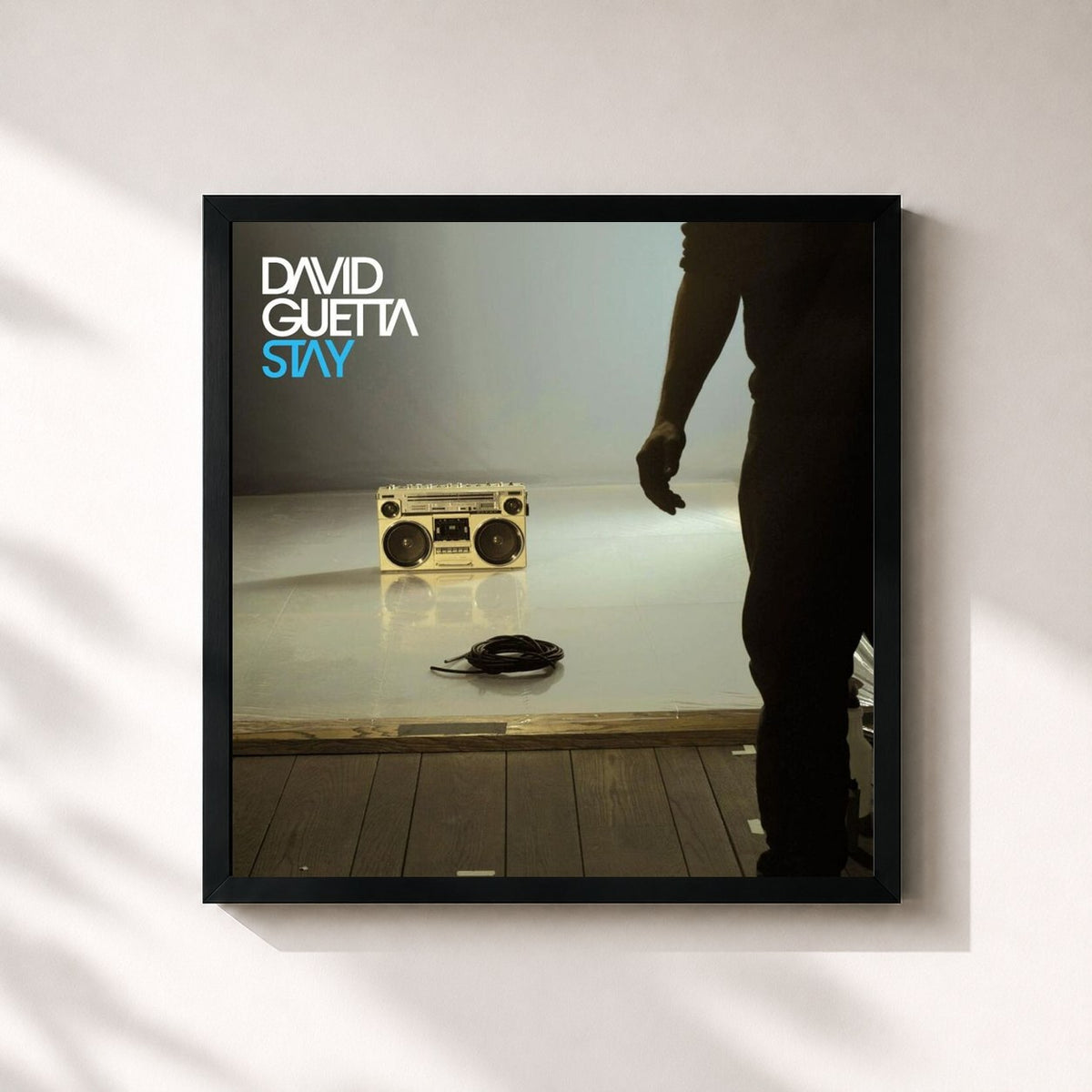#noir Tableau carré de l'album Stay de David Guetta, cadre noir 32x32 cm