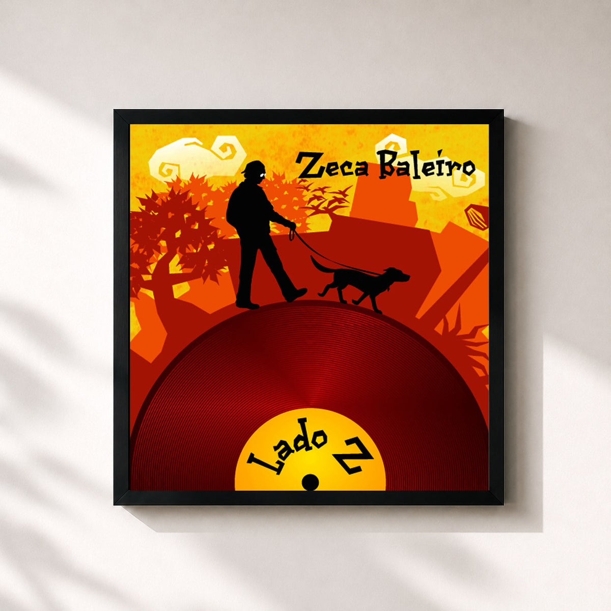 #noir Tableau carré de l'album Lado Z Vol. 01 de Zeca Baleiro, cadre noir 32x32 cm
