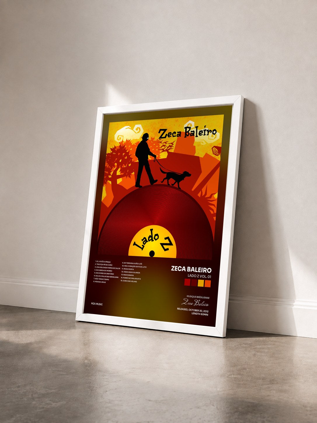 #blanc Tableau de l'album Lado Z Vol. 01 de Zeca Baleiro vu de trois quarts, cadre blanc