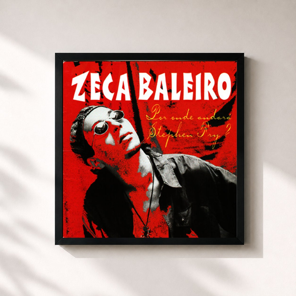 #noir Tableau carré de l'album Por Onde Andará Stephen Fry de Zeca Baleiro, cadre noir 32x32 cm