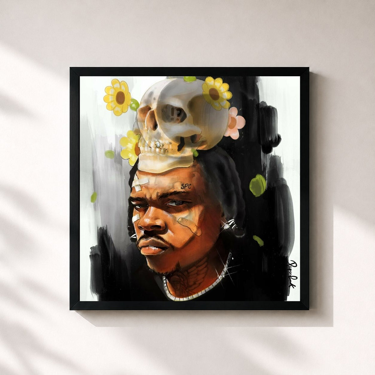 #noir Tableau carré de l'album a Gift & a Curse de Gunna, cadre noir 32x32 cm