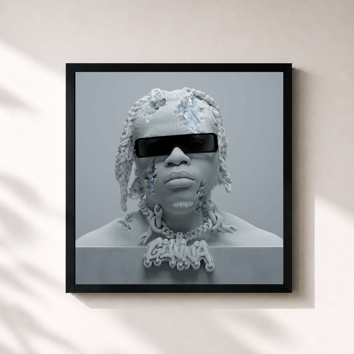 #noir Tableau carré de l'album DS4EVER de Gunna, cadre noir 32x32 cm