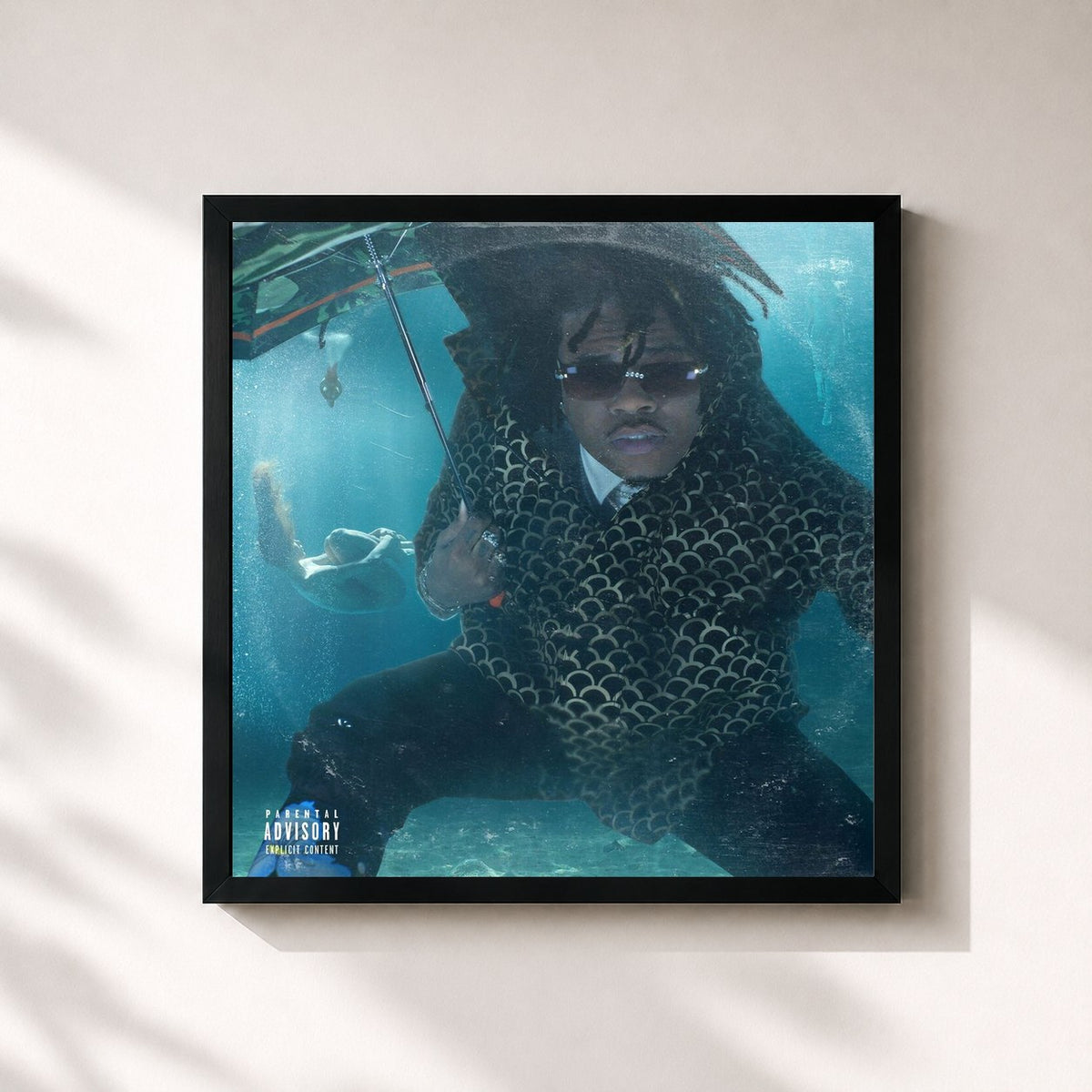 #noir Tableau carré de l'album Drip or Drown 2 de Gunna, cadre noir 32x32 cm