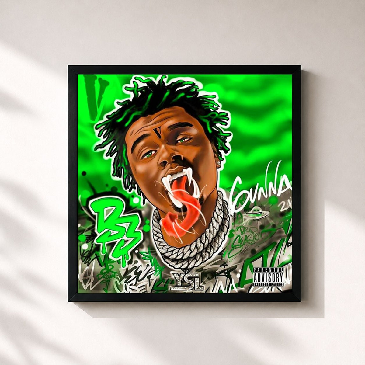#noir Tableau carré de l'album Drip Season 3 de Gunna, cadre noir 32x32 cm