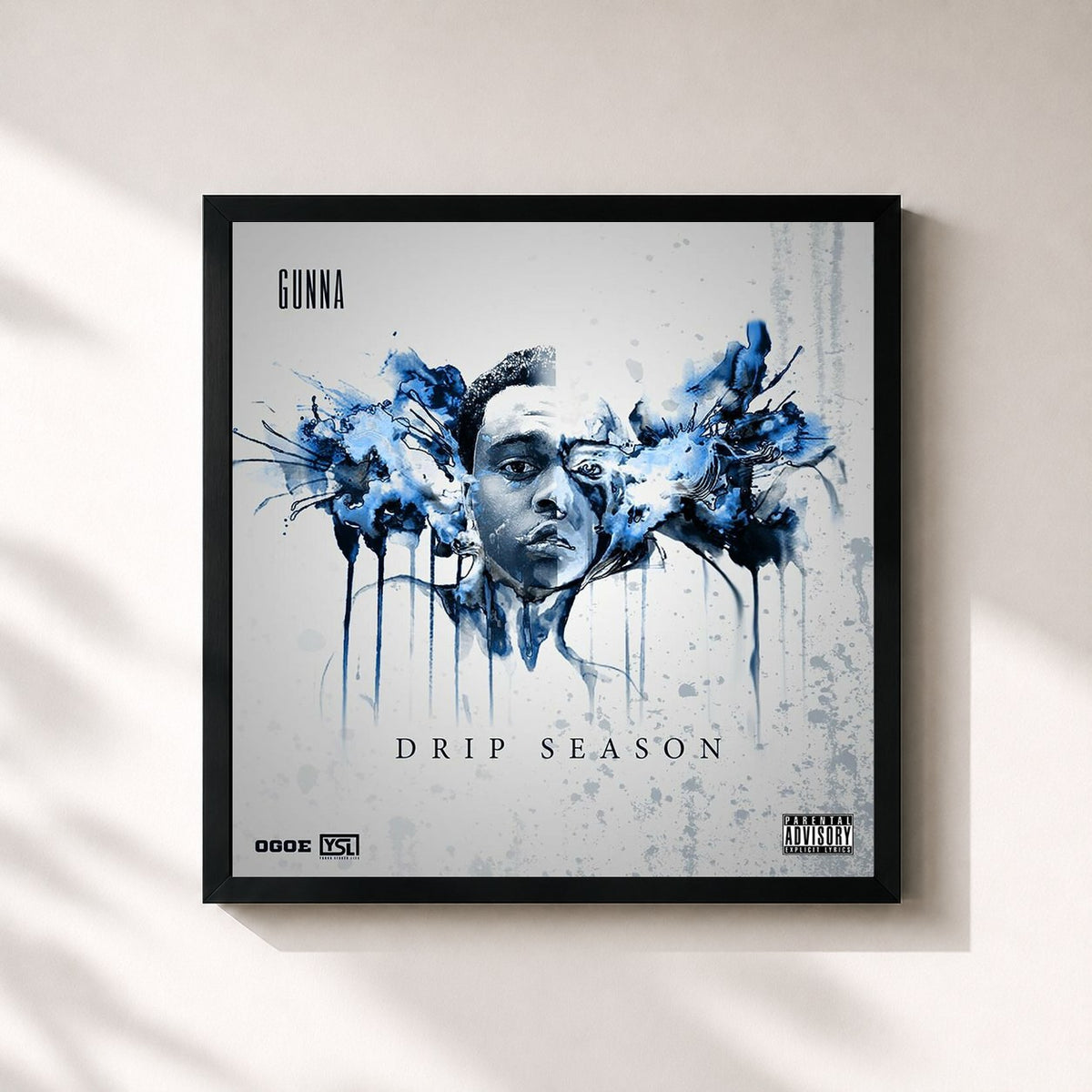 #noir Tableau carré de l'album Drip Season de Gunna, cadre noir 32x32 cm