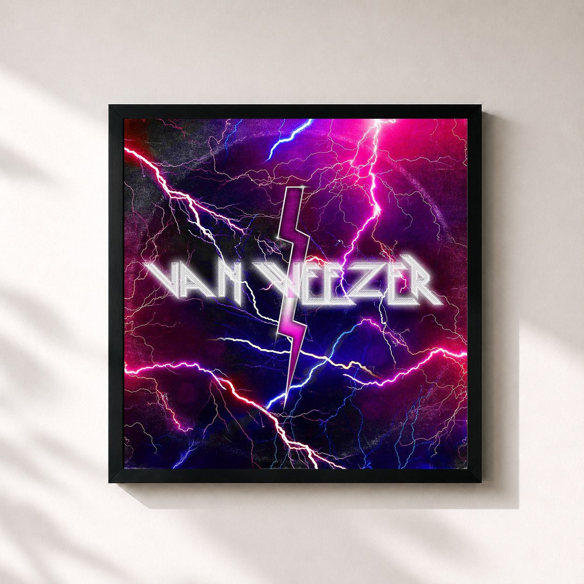 #noir Tableau carré de l'album Van Weezer de Weezer, cadre noir 32x32 cm