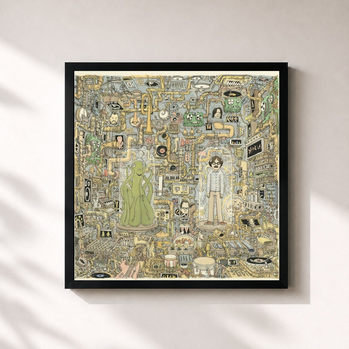 #noir Tableau carré de l'album OK Human de Weezer, cadre noir 32x32 cm