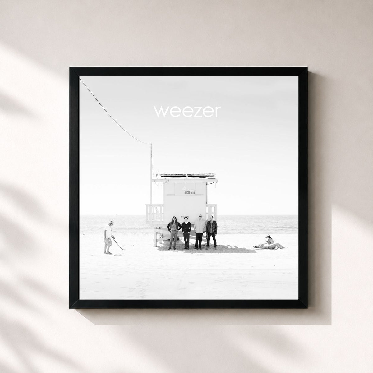 #noir Tableau carré de l'album Weezer (White Album) de Weezer, cadre noir 32x32 cm