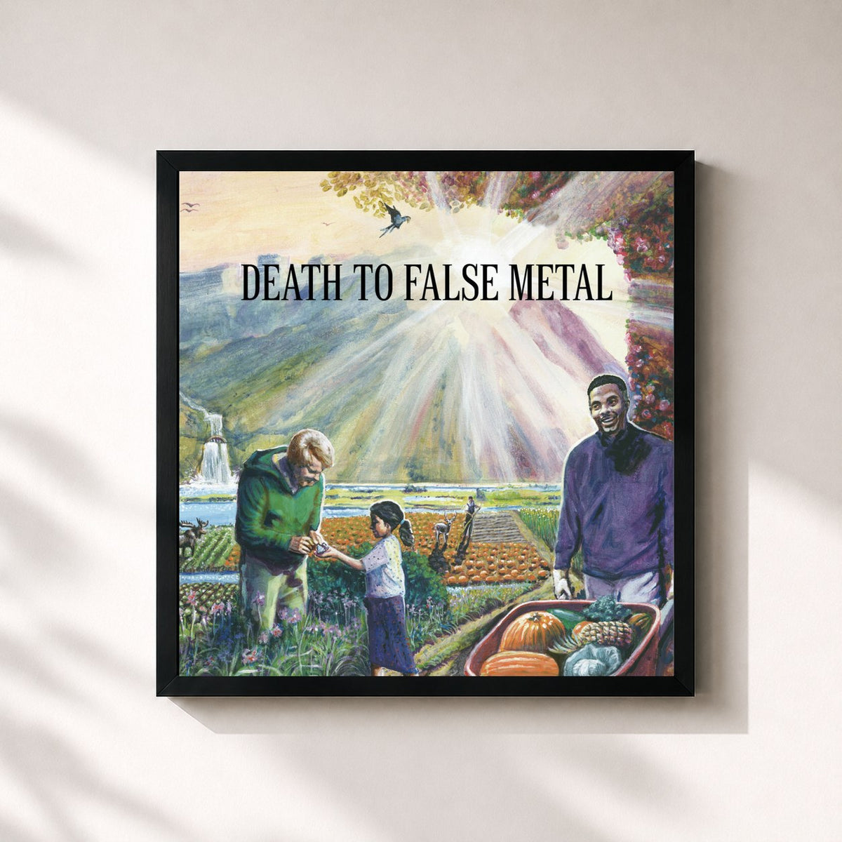 #noir Tableau carré de l'album Death to False Metal (International Version) de Weezer, cadre noir 32x32 cm