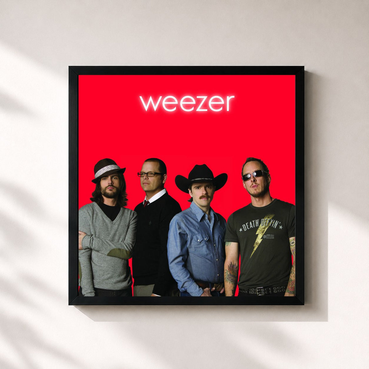 #noir Tableau carré de l'album Weezer (Red Album) de Weezer, cadre noir 32x32 cm