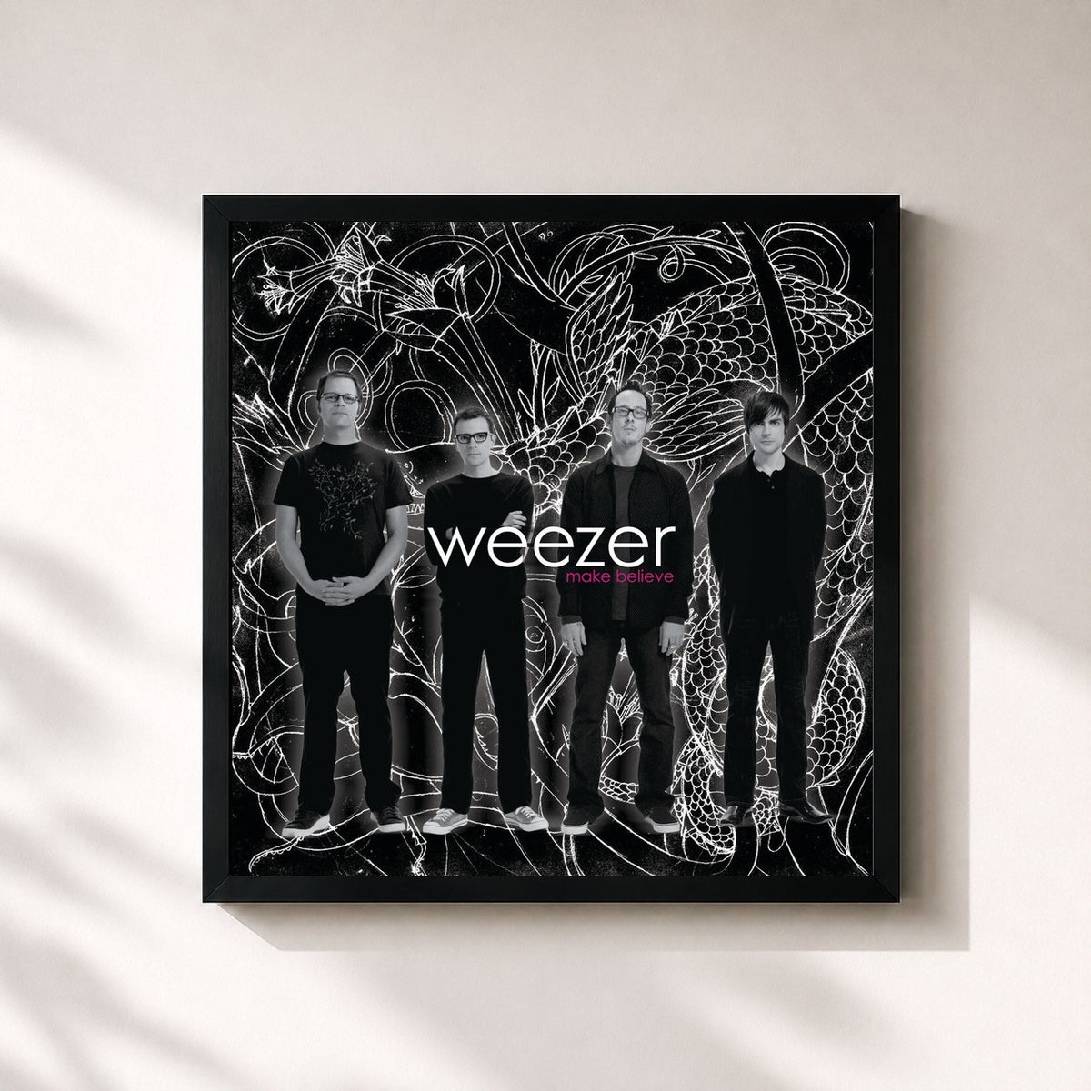 #noir Tableau carré de l'album Make Believe de Weezer, cadre noir 32x32 cm