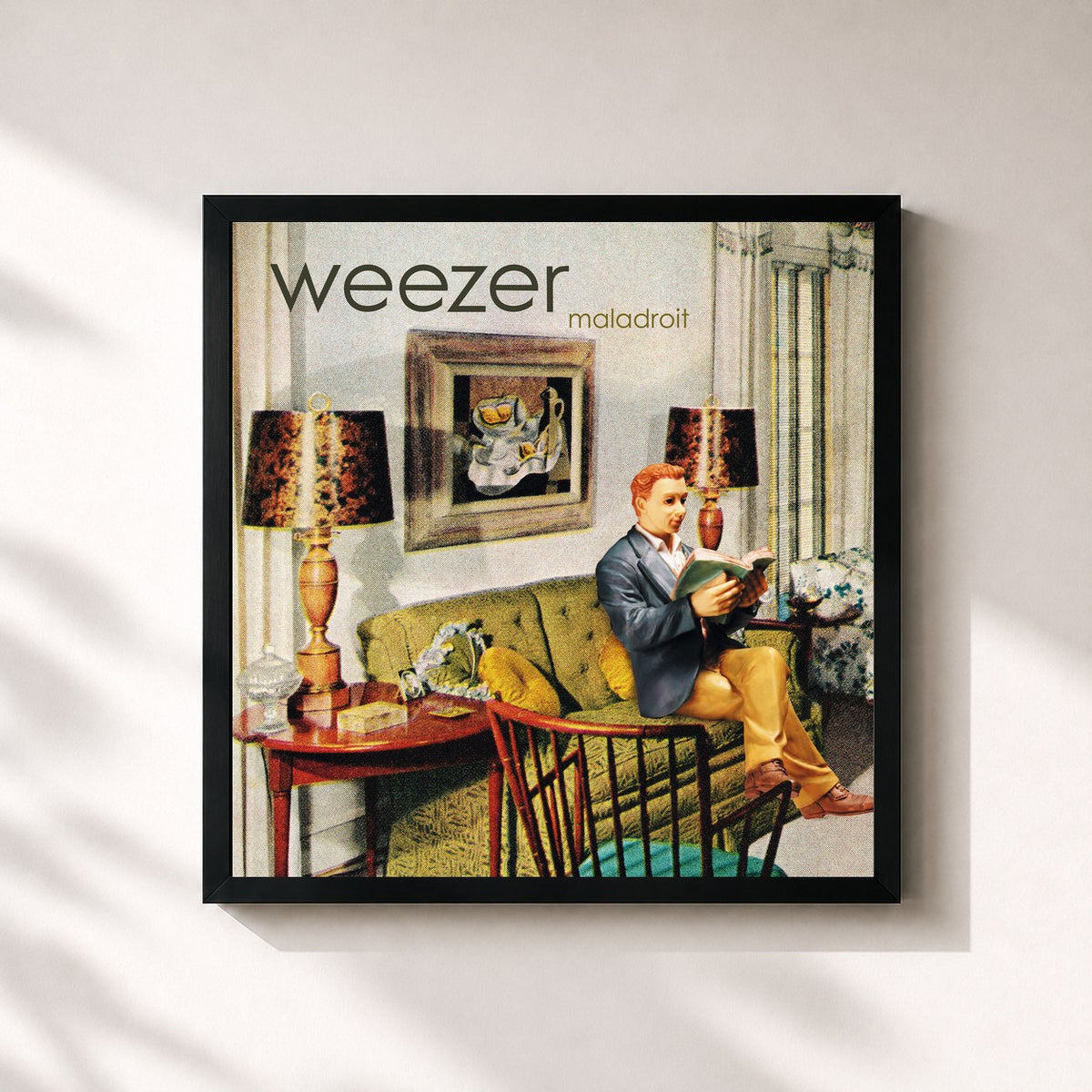 #noir Tableau carré de l'album Maladroit de Weezer, cadre noir 32x32 cm