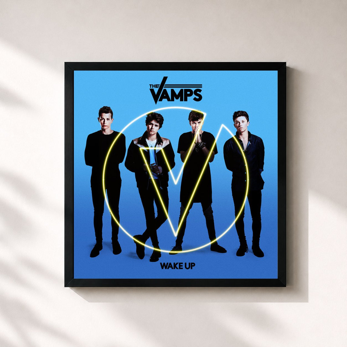 #noir Tableau carré de l'album Wake Up (Deluxe) de The Vamps, cadre noir 32x32 cm