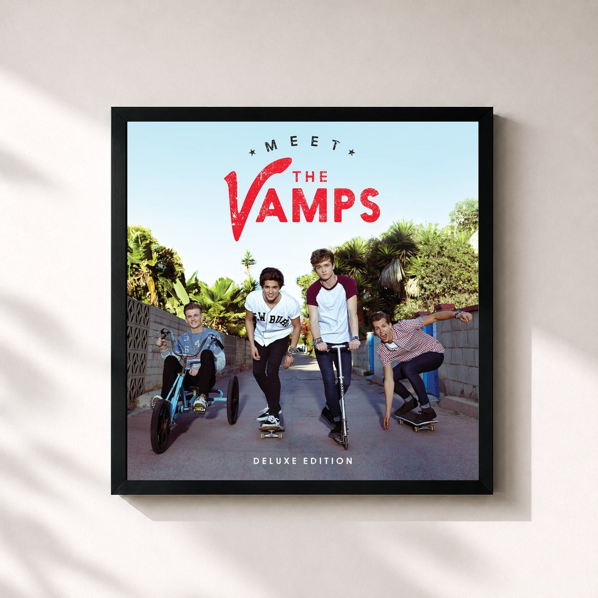 #noir Tableau carré de l'album Meet The Vamps (Deluxe) de The Vamps, cadre noir 32x32 cm