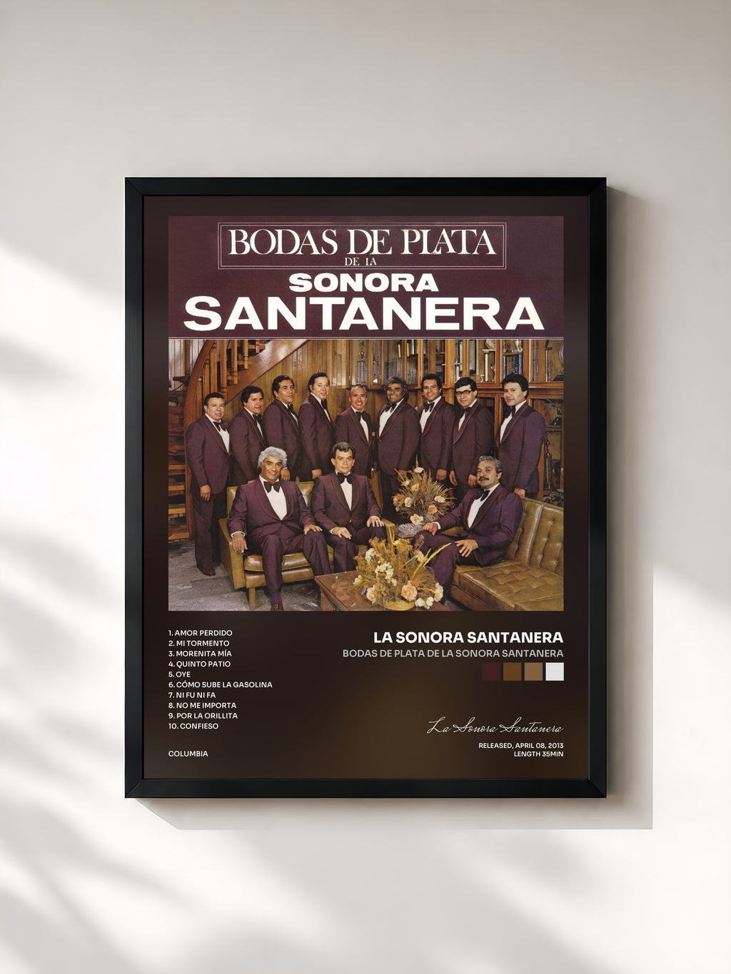 #noir Tableau de l'album Bodas De Plata De La Sonora Santanera de La Sonora Santanera, cadre noir, imprimé et encadré en France
