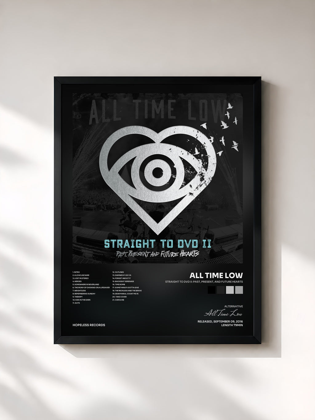 #noir Straight To DVD II: Past, Present, and Future Hearts von All Time Low als gerahmter Kunstdruck, schwarzer Rahmen, gedruckt und gerahmt in Frankreich