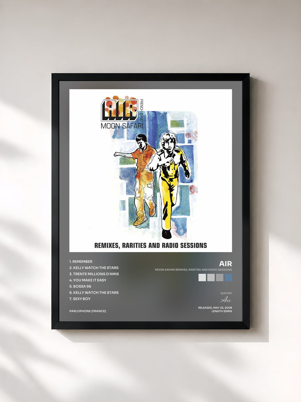 #noir Moon Safari Remixes, Rarities and Radio Sessions di Air in stampa incorniciata, cornice nera, stampata e incorniciata in Francia
