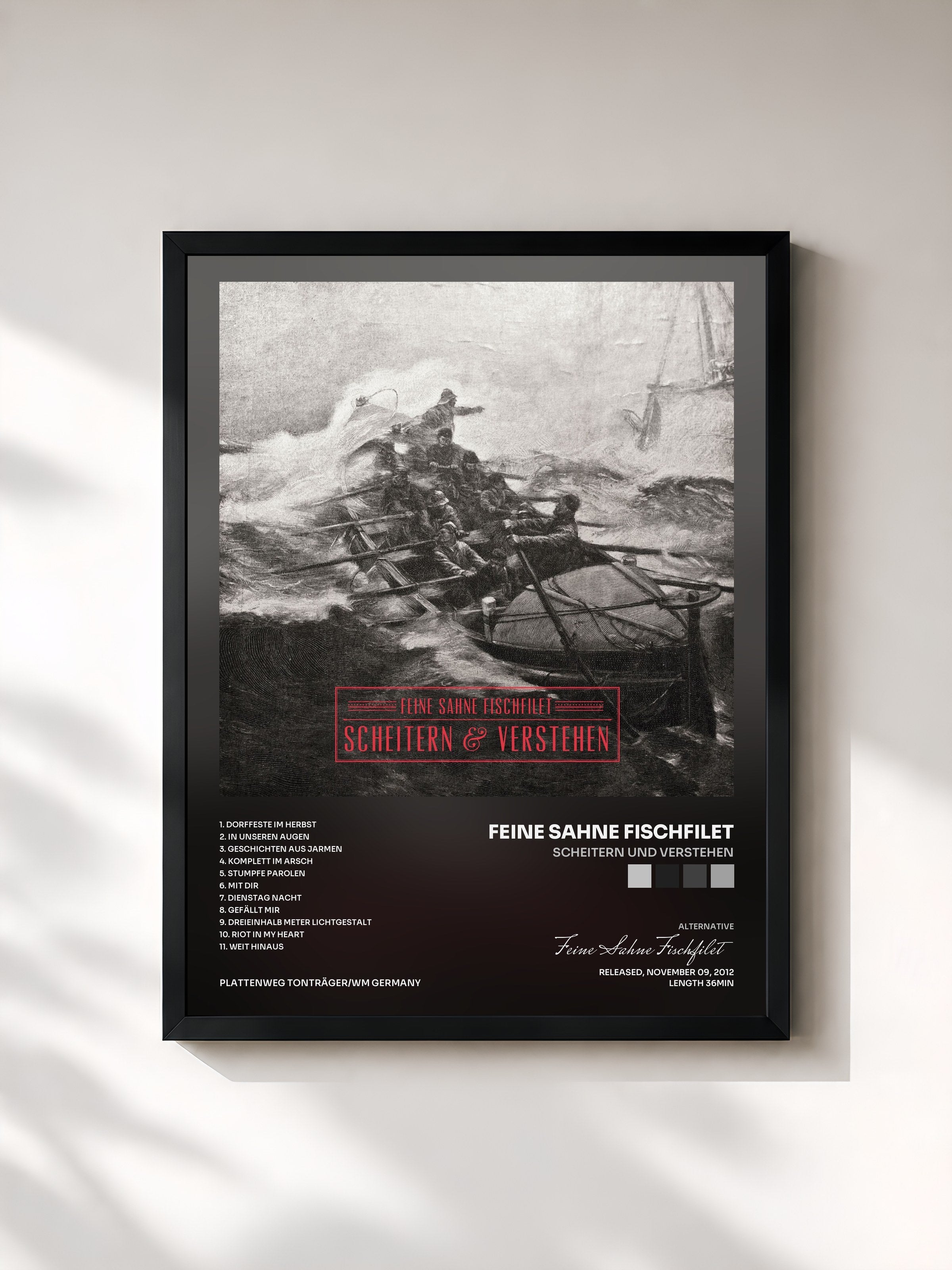#noir Tableau de l'album Scheitern und Verstehen de Feine Sahne Fischfilet, cadre noir, imprimé et encadré en France
