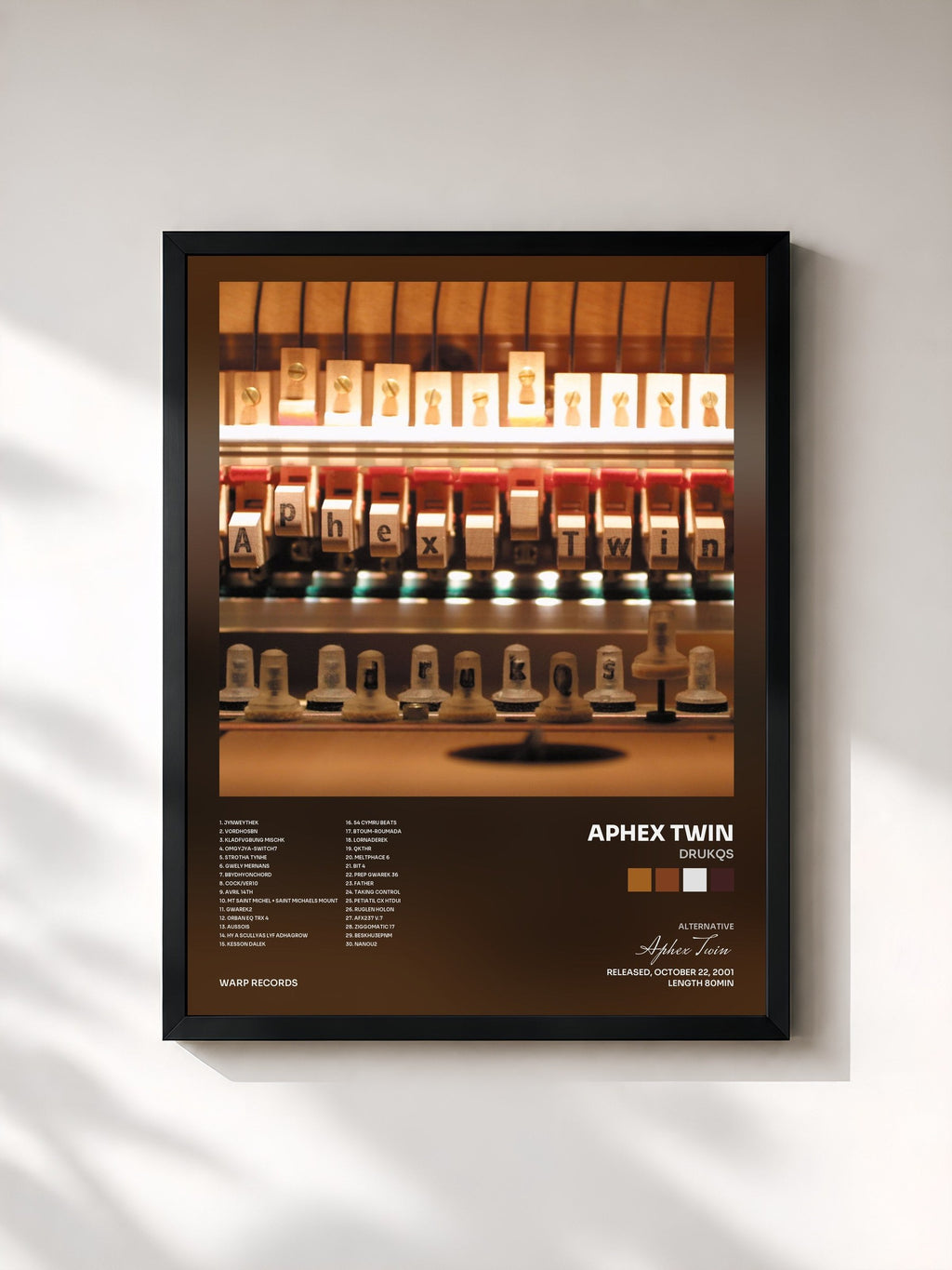 #noir Tableau de l'album Drukqs de Aphex Twin, cadre noir, imprimé et encadré en France