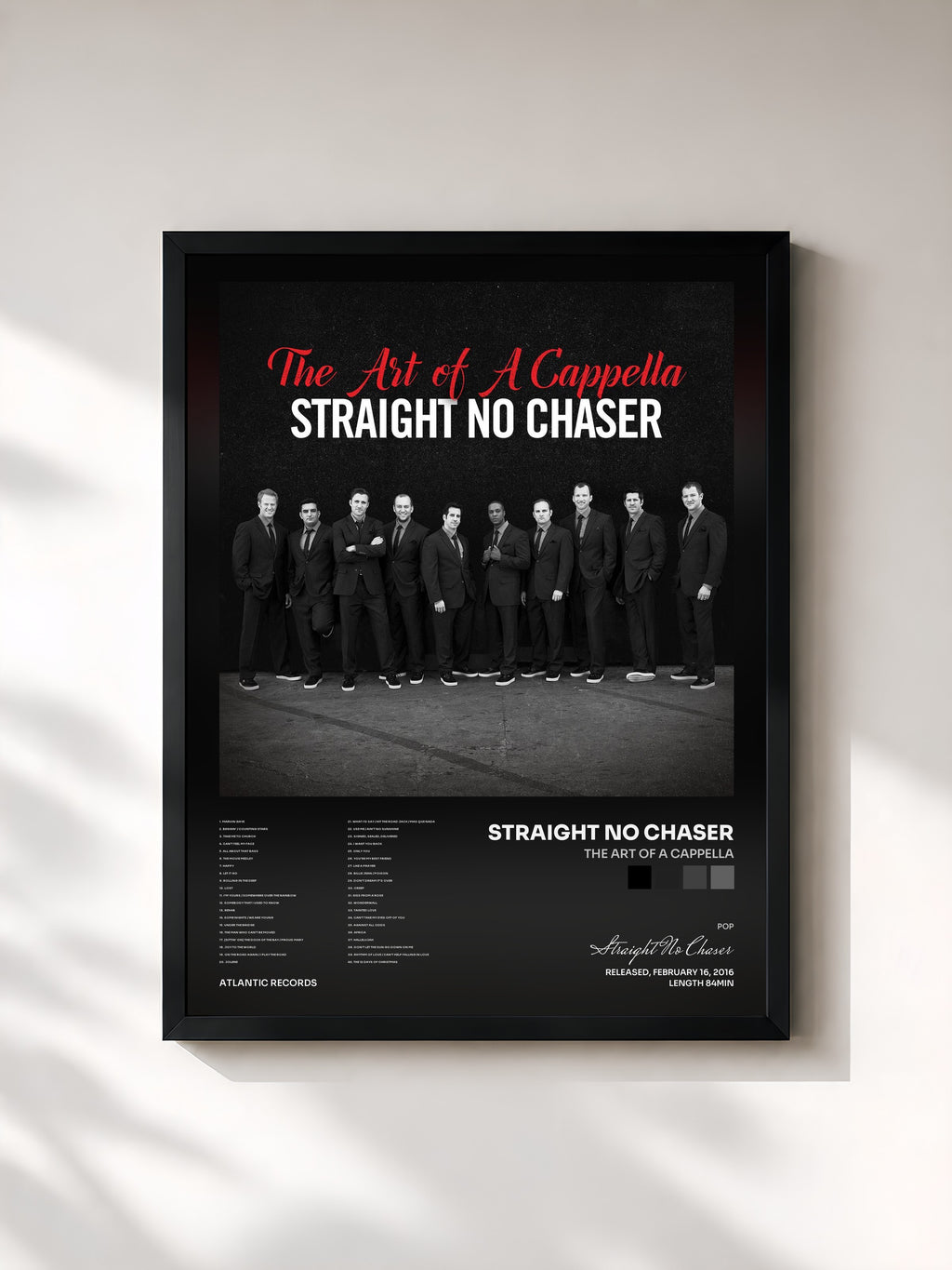 #noir Tableau de l'album The Art of a Cappella de Straight No Chaser, cadre noir, imprimé et encadré en France