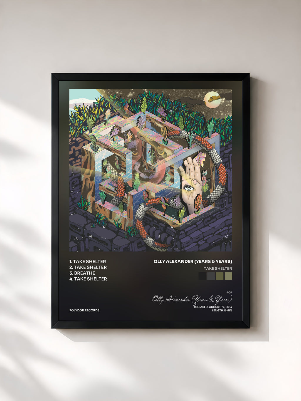 #noir Take Shelter by Olly Alexander (Years & Years) as a framed art print, black frame, printed and framed in France