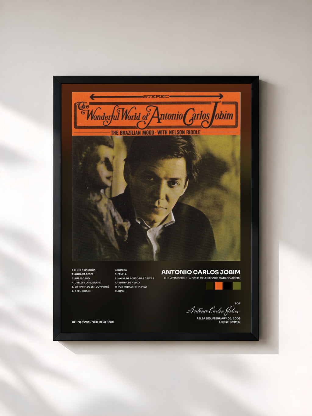 #noir The Wonderful World Of Antonio Carlos Jobim von Antonio Carlos Jobim als gerahmter Kunstdruck, schwarzer Rahmen, gedruckt und gerahmt in Frankreich