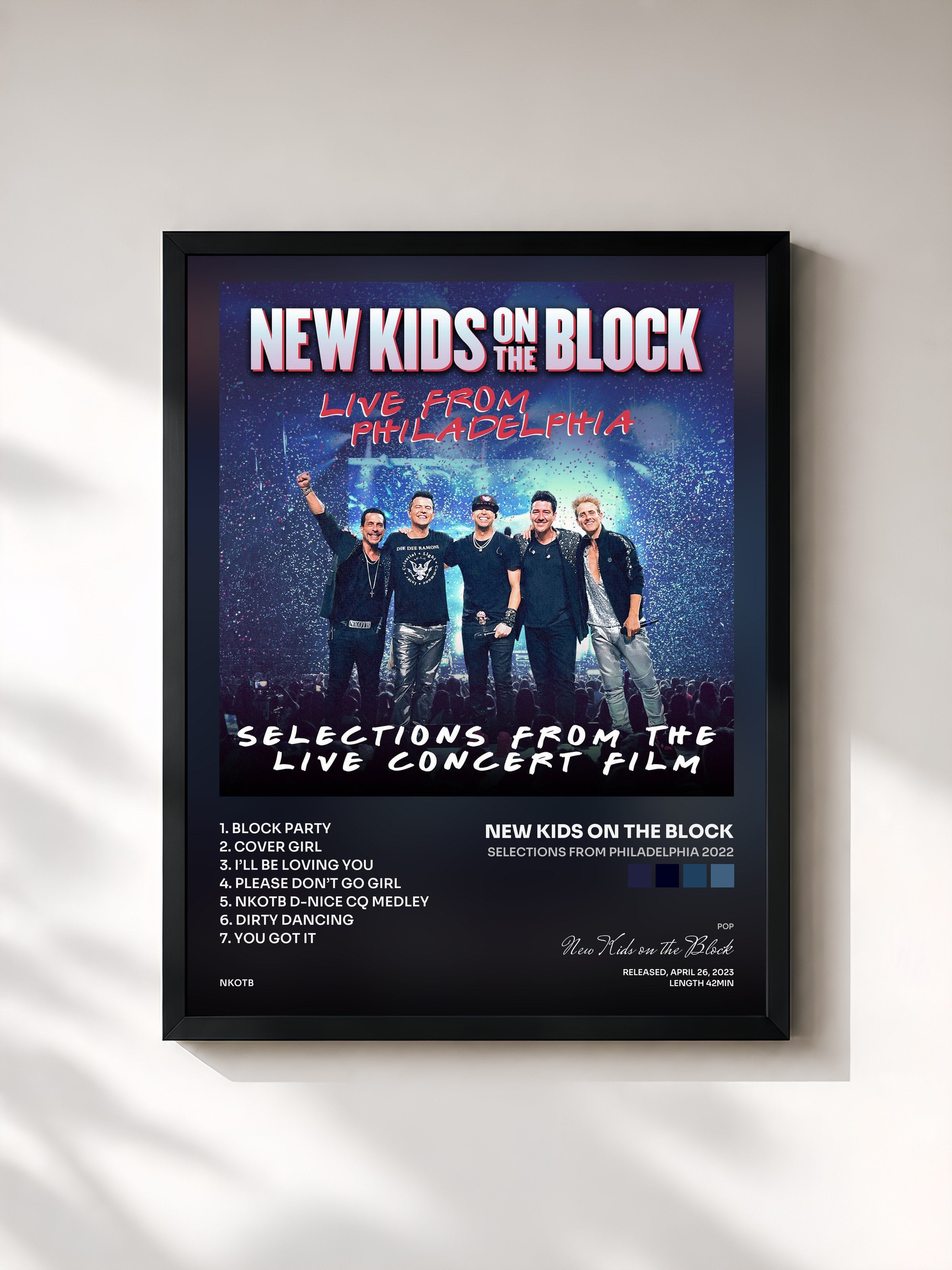 #noir Tableau de l'album Selections From Philadelphia 2022 de New Kids on the Block, cadre noir, imprimé et encadré en France