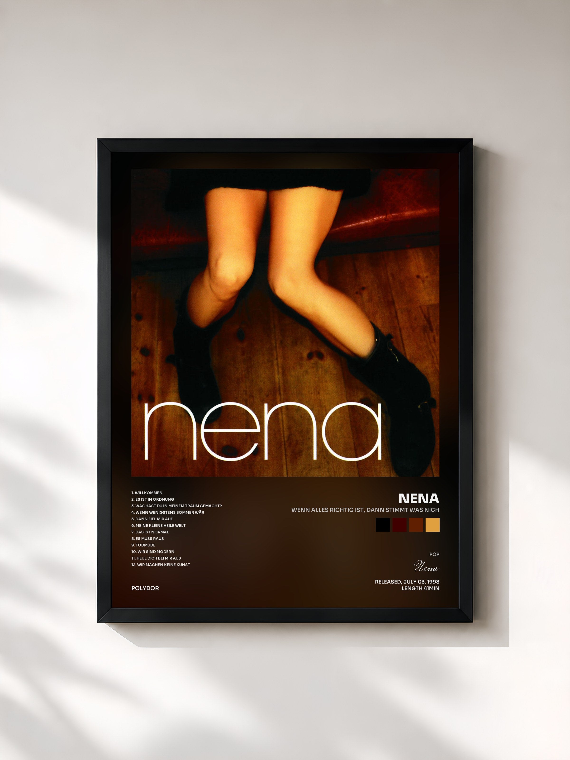 #noir Tableau de l'album Wenn Alles Richtig Ist, Dann Stimmt Was Nich de Nena, cadre noir, imprimé et encadré en France