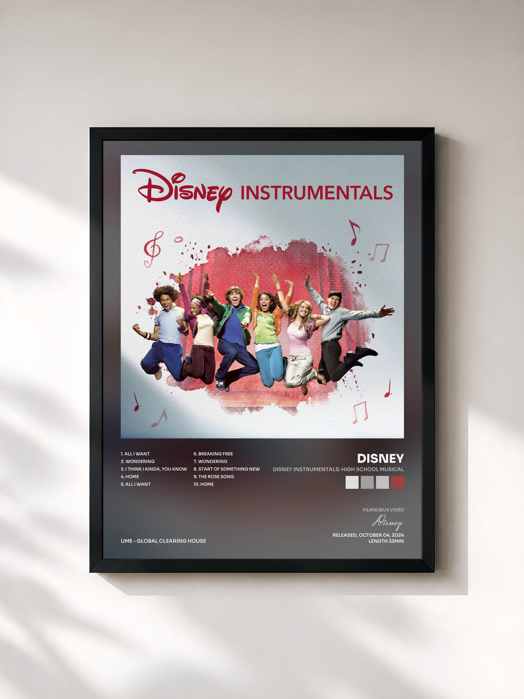 #noir Disney Instrumentals: High School Musical von Disney als gerahmter Kunstdruck, schwarzer Rahmen, gedruckt und gerahmt in Frankreich