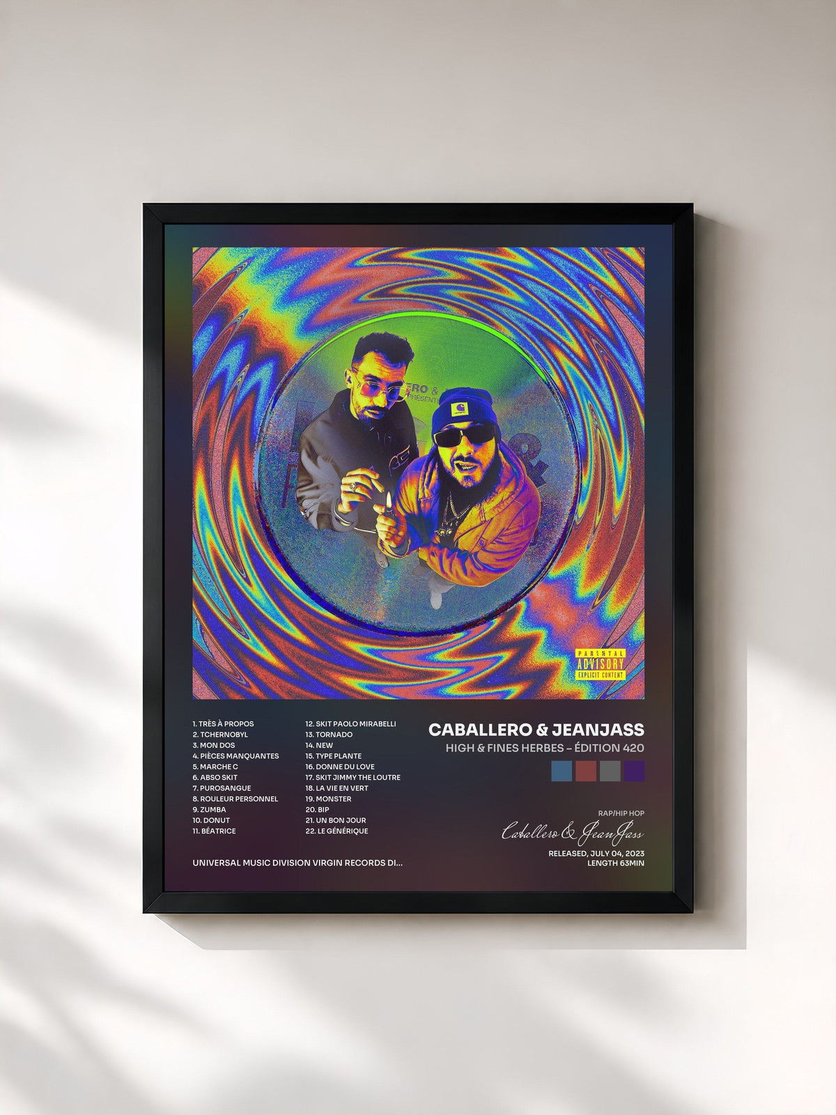#noir Tableau de l'album High & Fines Herbes – Édition 420 de Caballero & JeanJass, cadre noir, imprimé et encadré en France